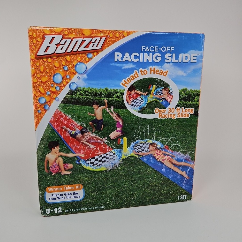 BANZAI Face-Off 30 Foot Head‎ To Head Racing Water Slide Brand New